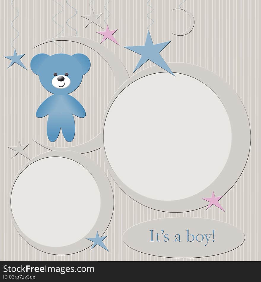 Babies photo frame with bear teddy