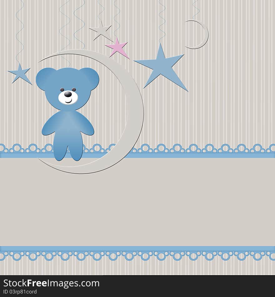 Babies boy background with bear teddy