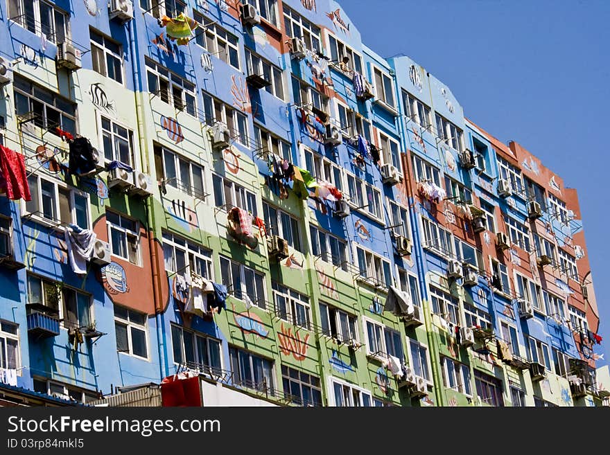 Facade of the biulding with air-conditon