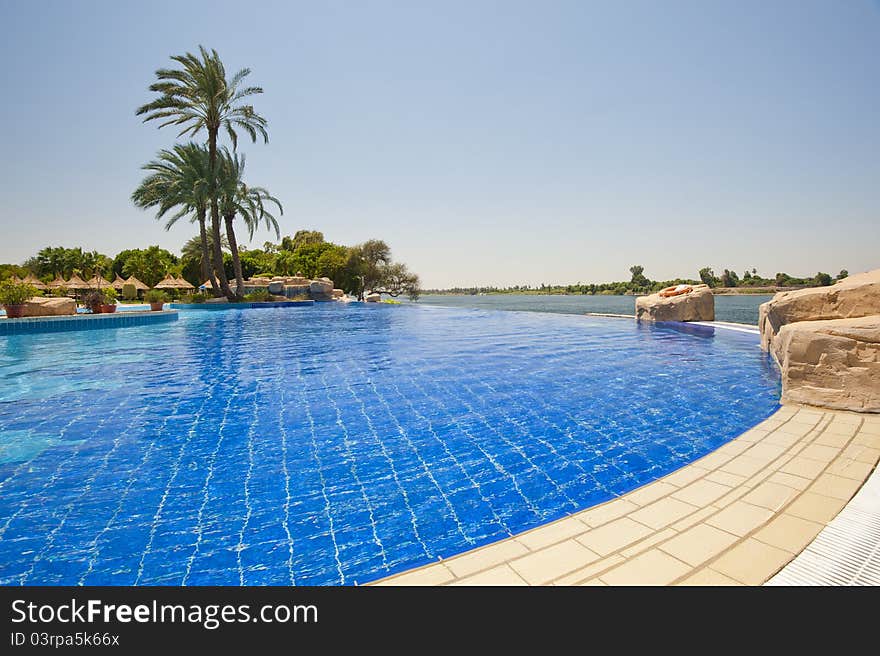 Infinity swimming pool at a hotel