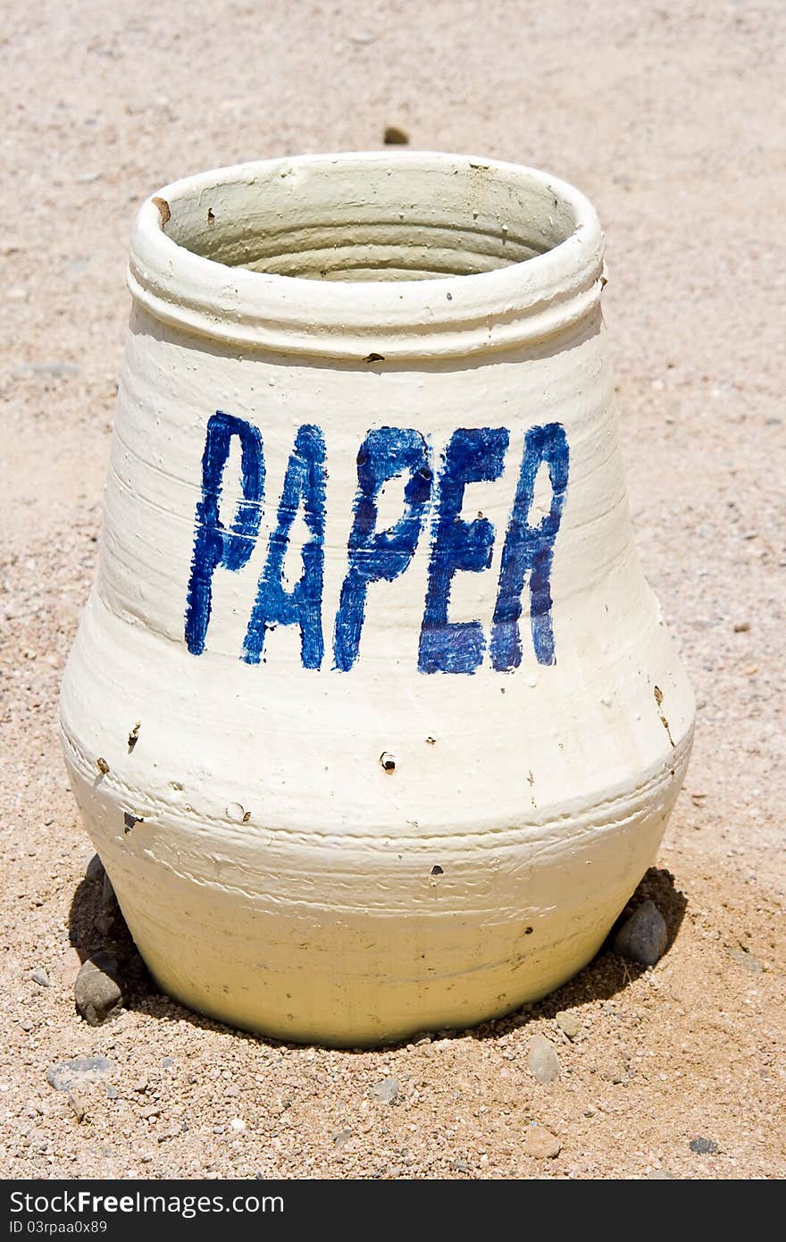 Paper bin at the beach in Egypt