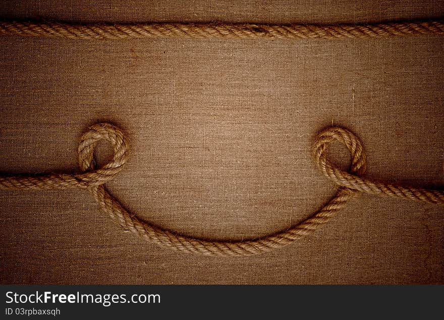 Frame made of ropes with a canvas of burlap