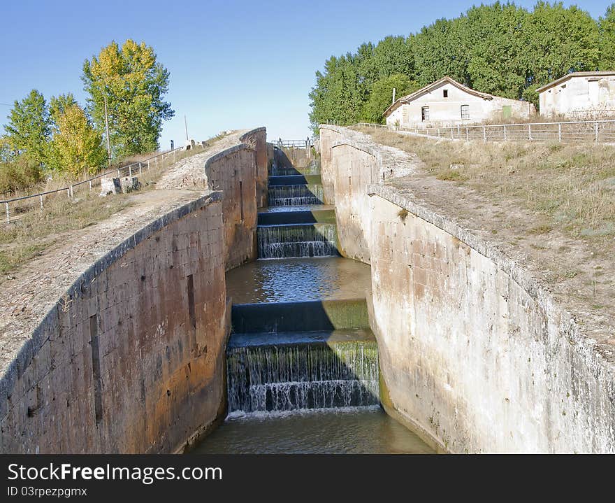 Locks of the canal of Castile in Spain palencia. Locks of the canal of Castile in Spain palencia