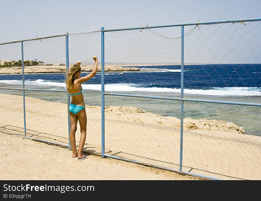 Blond girl on the beach