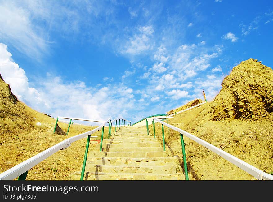 Path on mountain in nice day