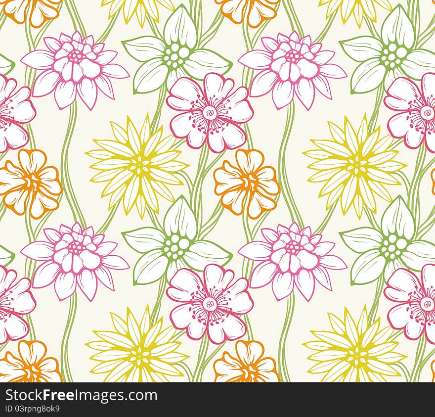 Abstract seamless patter with flowers. Abstract seamless patter with flowers