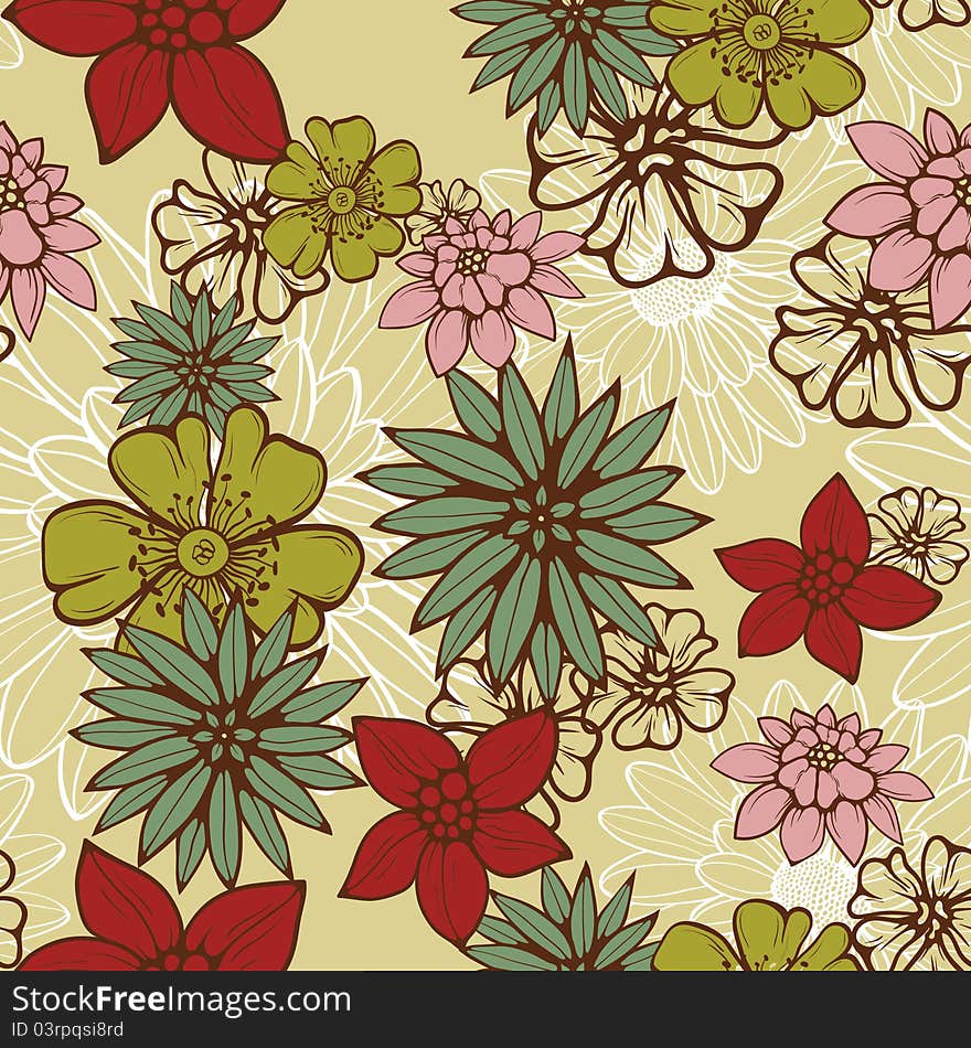 Abstract seamless patter with flowers. Abstract seamless patter with flowers