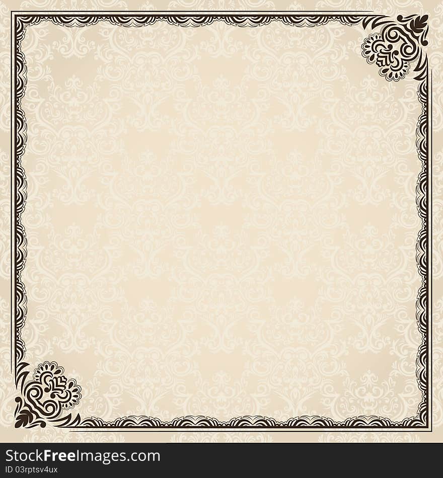 Vintage frame with white background