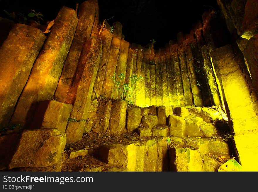 Night Time At Amazing Stone Of Columnar,Phrae