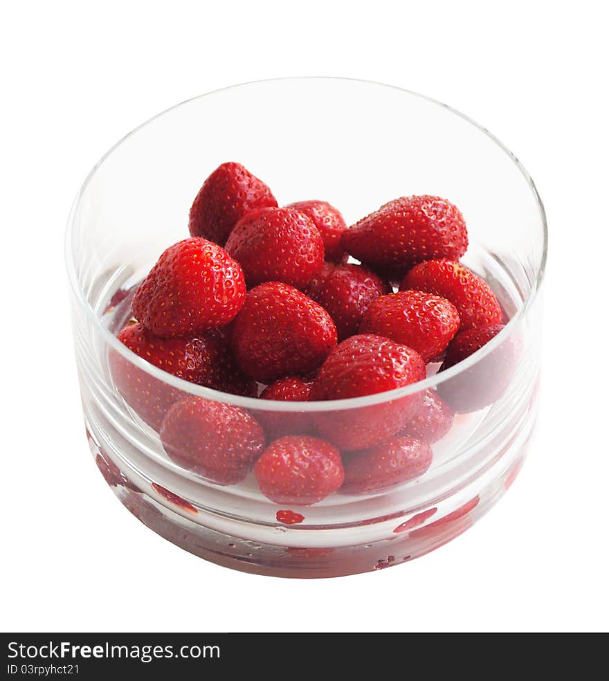 Fresh Strawberry In A Glass Bowl