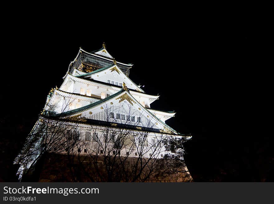 Night time view of osaka castle