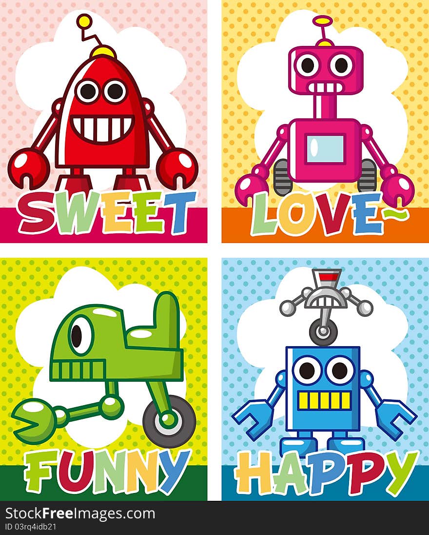 Cartoon robot card,vector,illustration