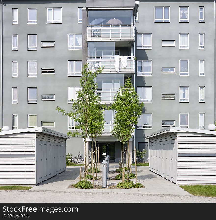 View of a Residential District on a sunny day. View of a Residential District on a sunny day