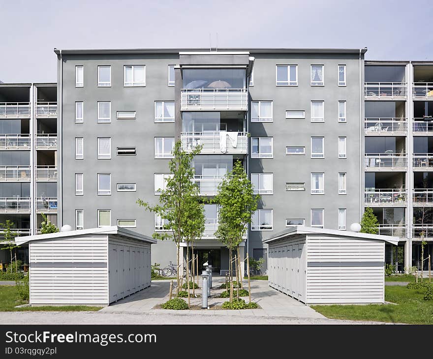 View of a Residential District on a sunny day. View of a Residential District on a sunny day