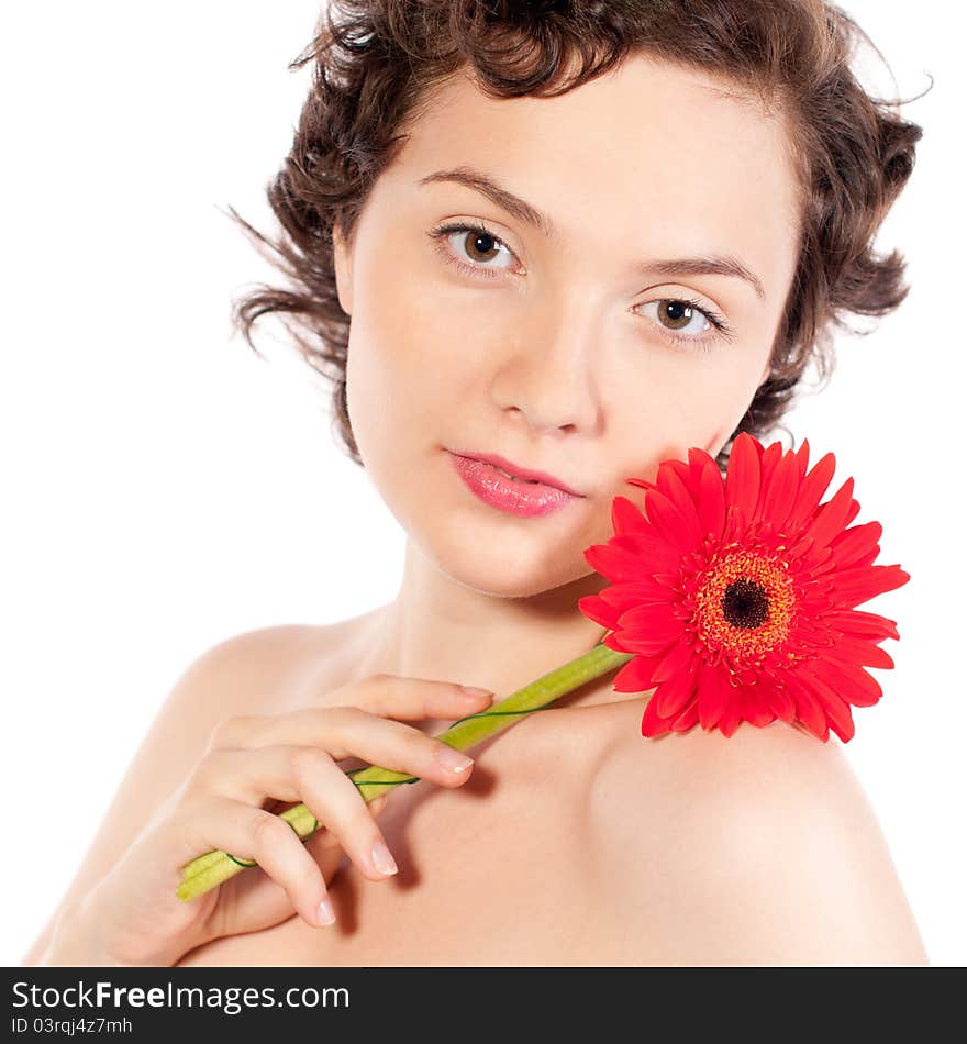 Attractive woman portrait on white background