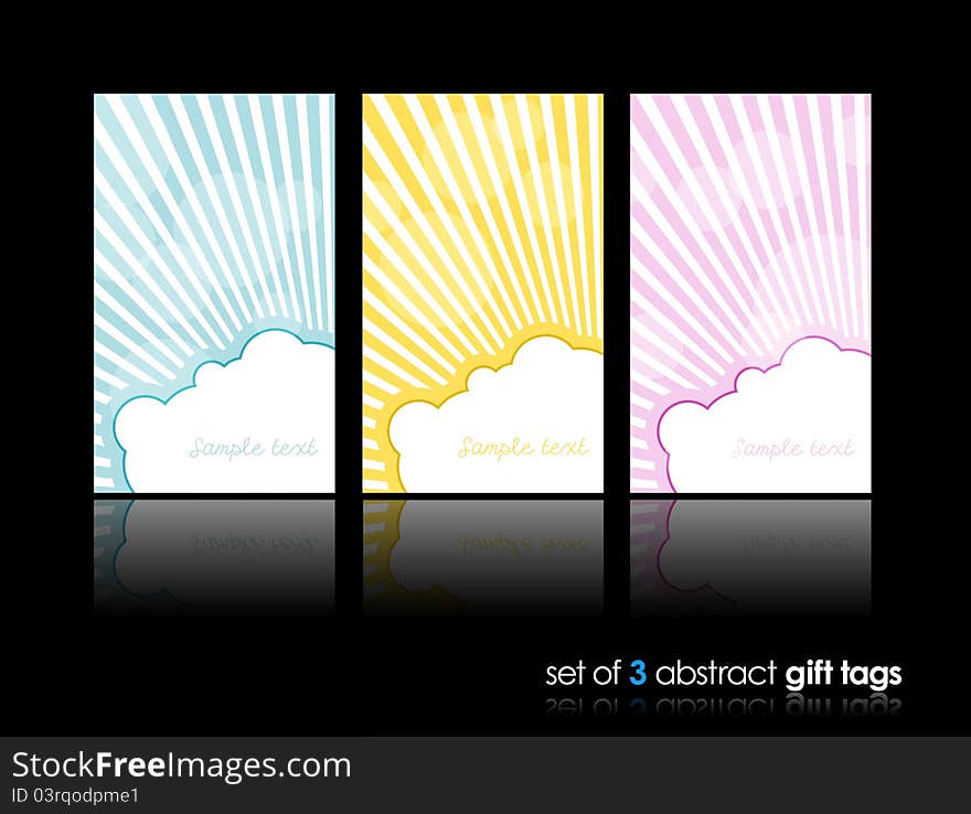 3 separate gift cards with sun hiding behind the cloud.