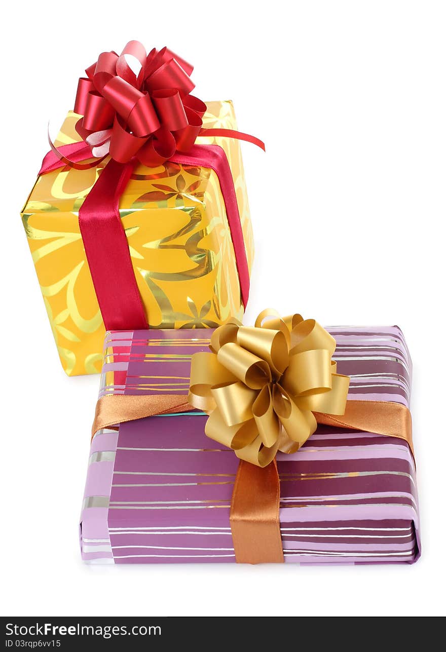 Color photo of a box and ribbon. Color photo of a box and ribbon