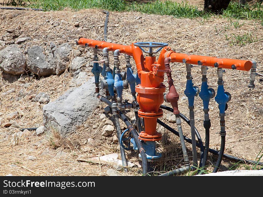 Water supply in the Greek mountains, for the supply of olive tree plantations. Water supply in the Greek mountains, for the supply of olive tree plantations