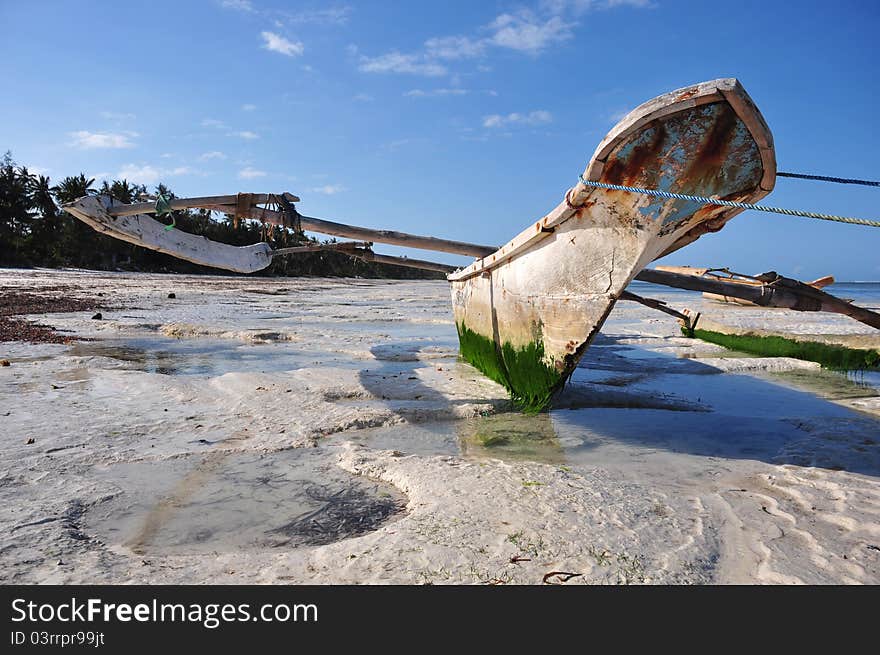 Boat On the beach of zanzibar