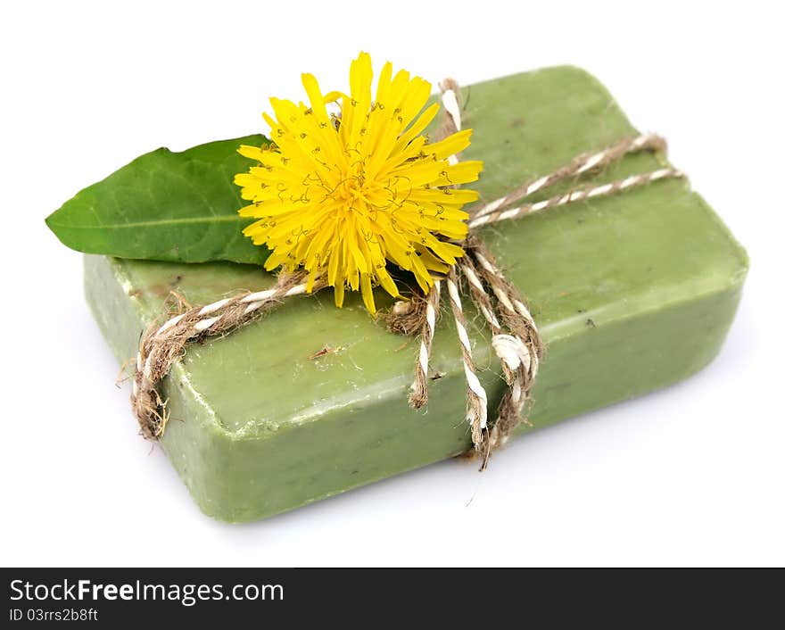 Natural soap with dandelions