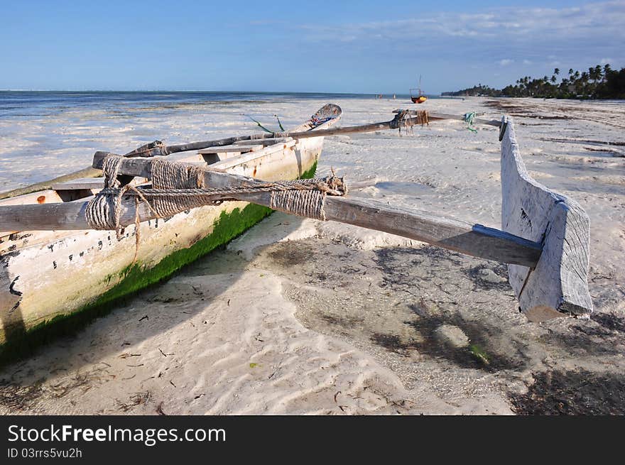 Boat On the beach of zanzibar