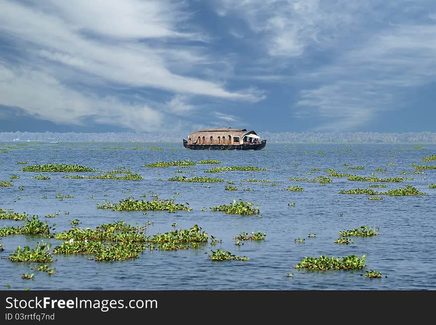 House boat in the Kerala (India) Backwaters