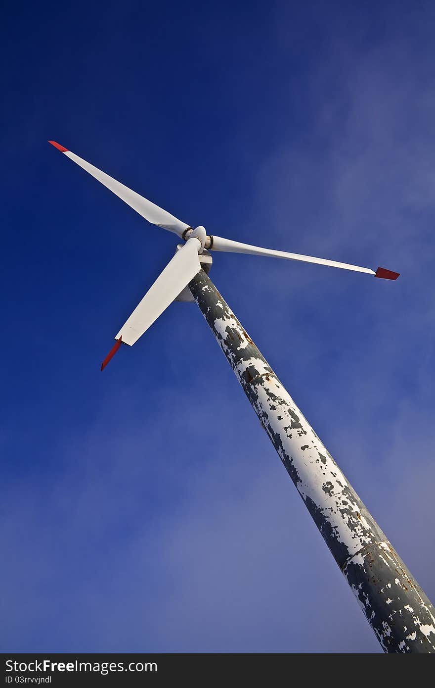 Propeller wind under blue skies