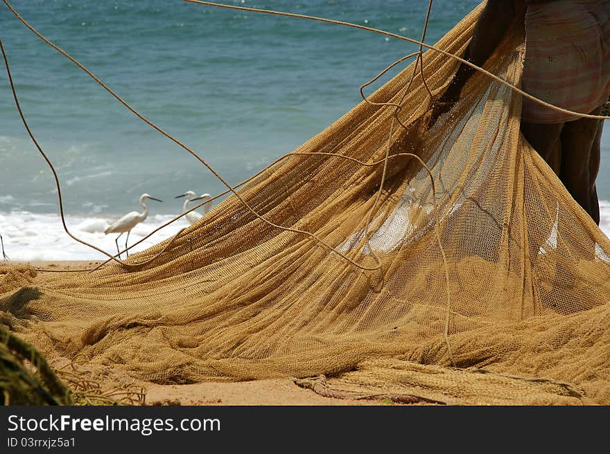 Fishing net on the ocean