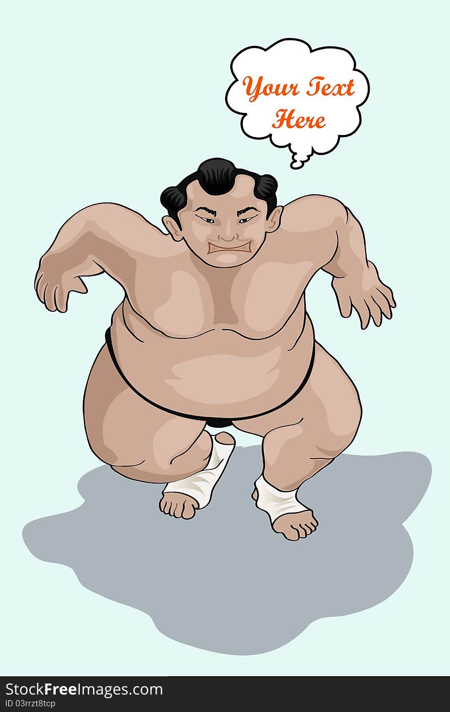 Illustration of japanese wrestler in position to attack you. Illustration of japanese wrestler in position to attack you