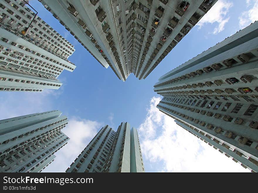 Hong Kong crowded apartment blocks