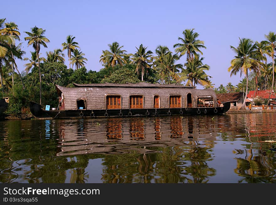 House Boat In The Kerala (India) Backwaters