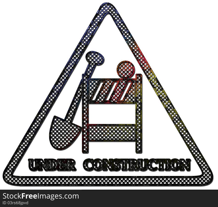 Under construction sign from the corroded metal