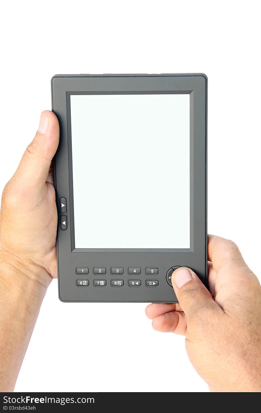 Electronic book in hands