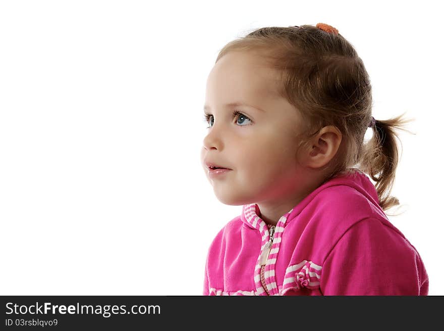 Portrait of cute little girl, isolated on white. Portrait of cute little girl, isolated on white