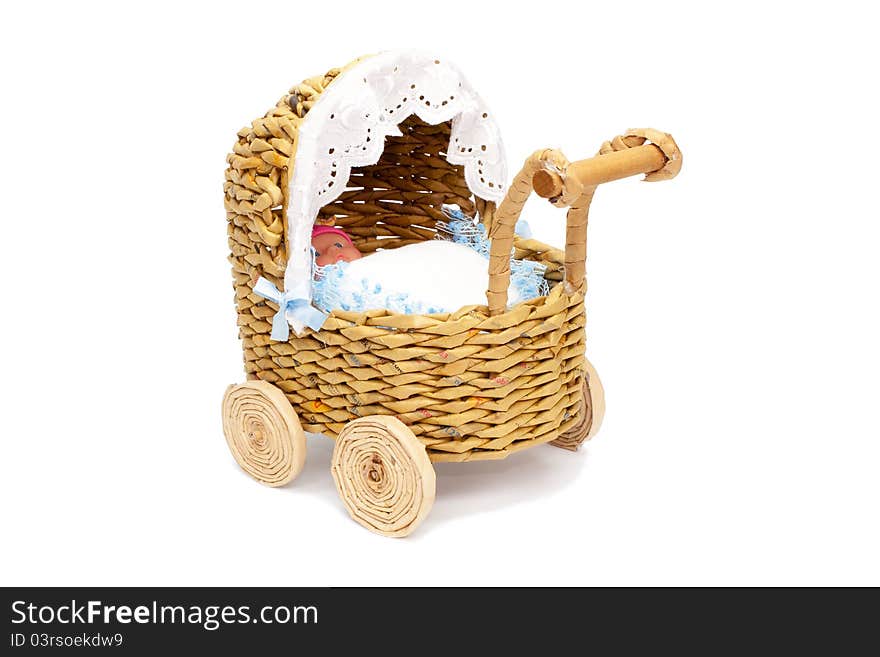 Paper doll stroller with a toy or as decoration for your home, office, trade, etc. On a white background. Paper doll stroller with a toy or as decoration for your home, office, trade, etc. On a white background.