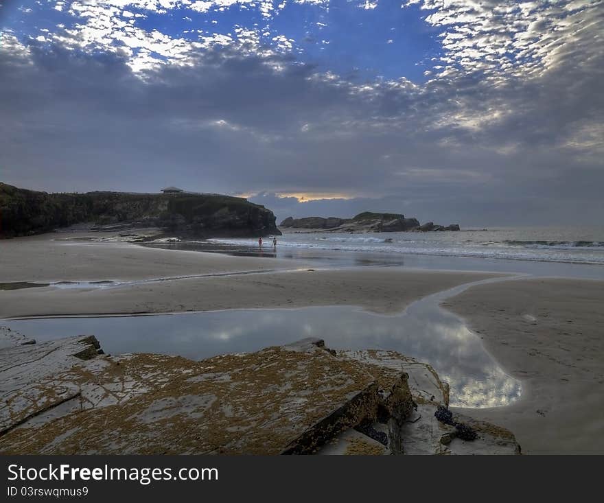 Walk along the beach in rivadeo, galicia, Spain. Walk along the beach in rivadeo, galicia, Spain