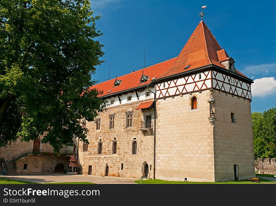 Castle in Budyne nad Ohri built in romantic style, Czech Republic.