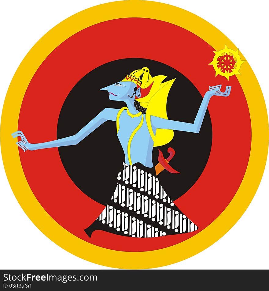 Hindu god name vishnu is a character in indonesian wayang tradition, his weapon have a circular shape called chakra. Hindu god name vishnu is a character in indonesian wayang tradition, his weapon have a circular shape called chakra