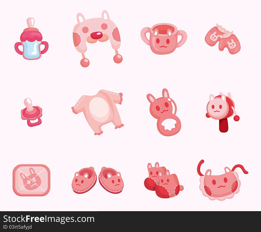 Cartoon baby good icon set,vector,illustration