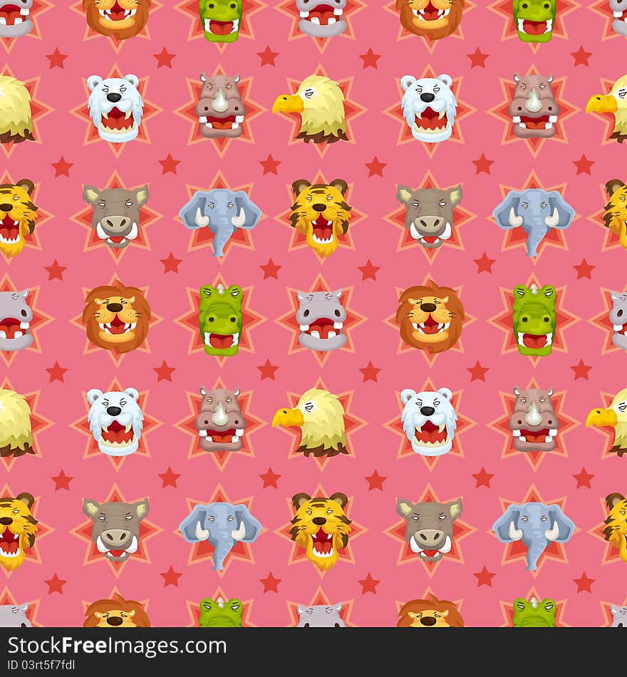 Cartoon angry animal face seamless pattern,vector,illustration