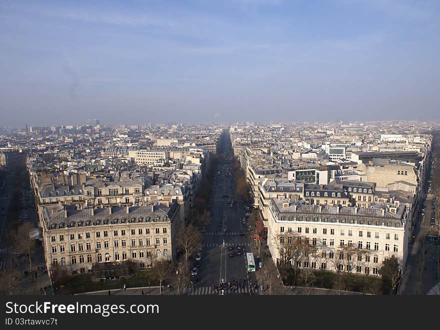 Aerial view of the city in Paris