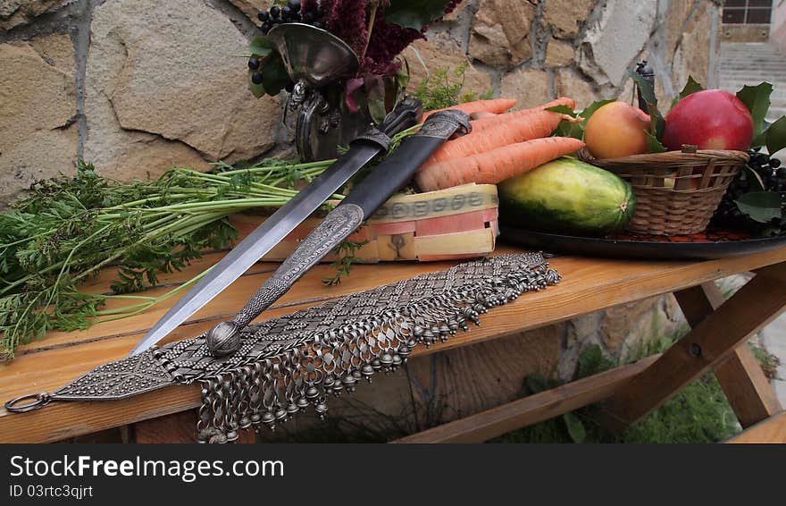 Abstract autumn leaves and vegetable composition