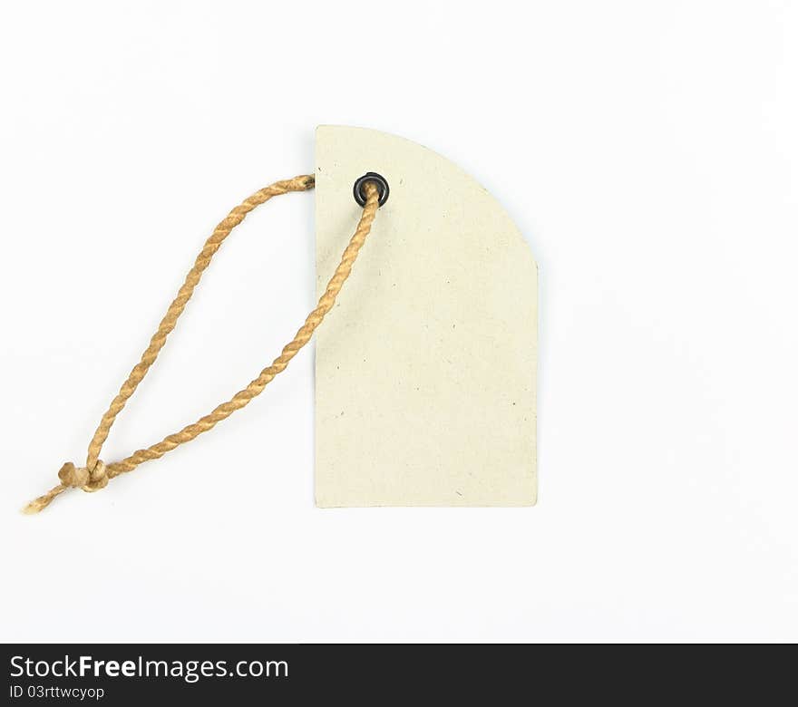 Blank paper tag on white background. Blank paper tag on white background