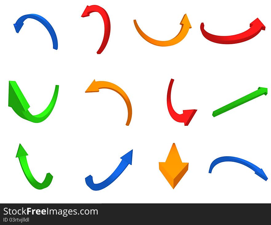 Colorful arrows design set 3d