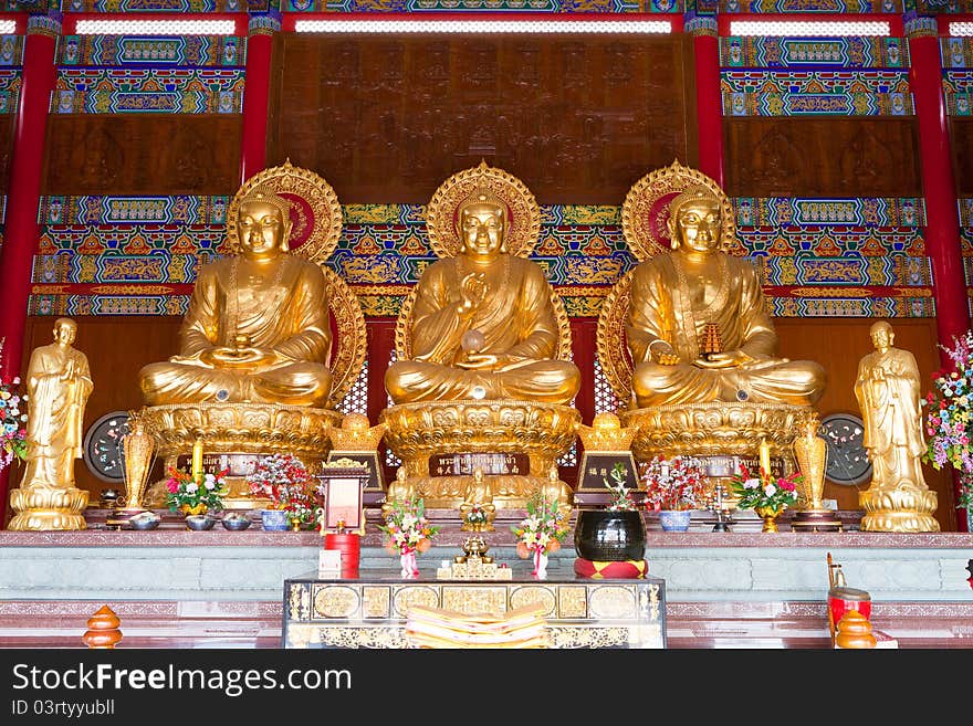 3 Buddha Statue in Chinese Temple