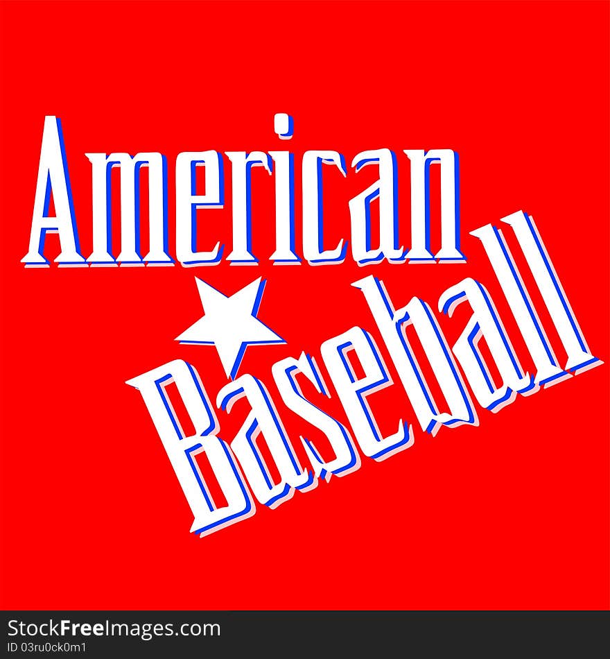 American Baseball Lettering Greetings card blank Vector