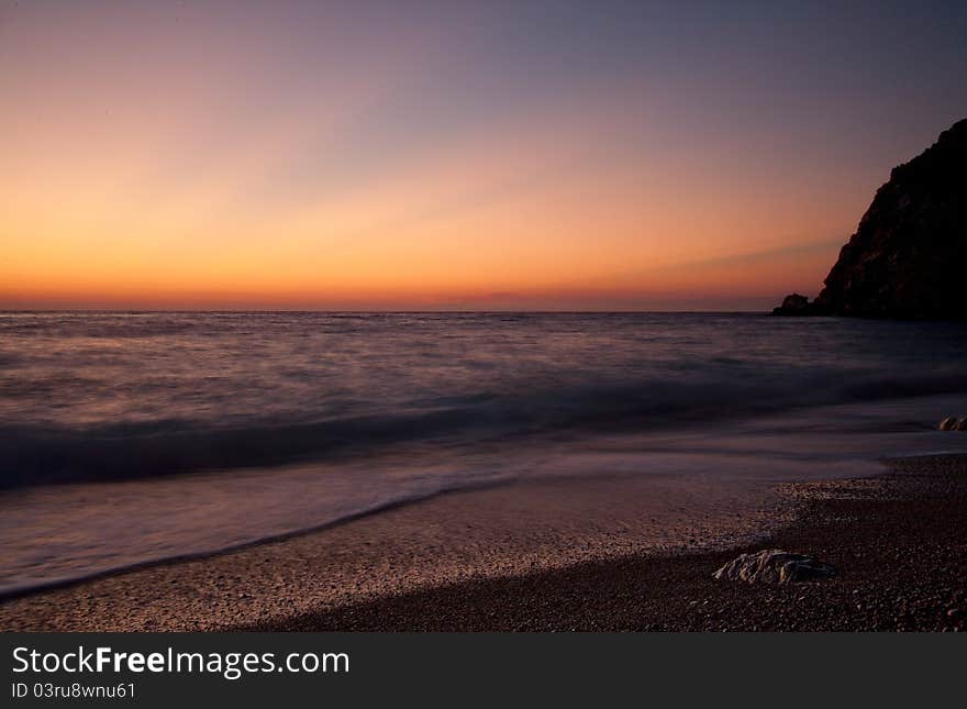 Sunset image taken on Kathizma beach in Lefkada island Greece. Sunset image taken on Kathizma beach in Lefkada island Greece