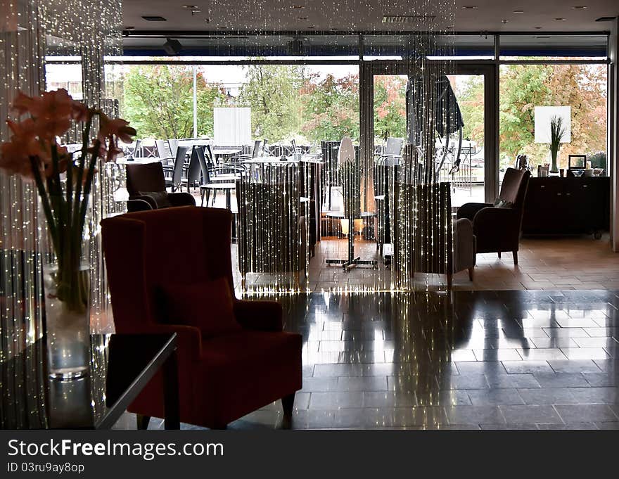 Lobby with views out the window in Finland