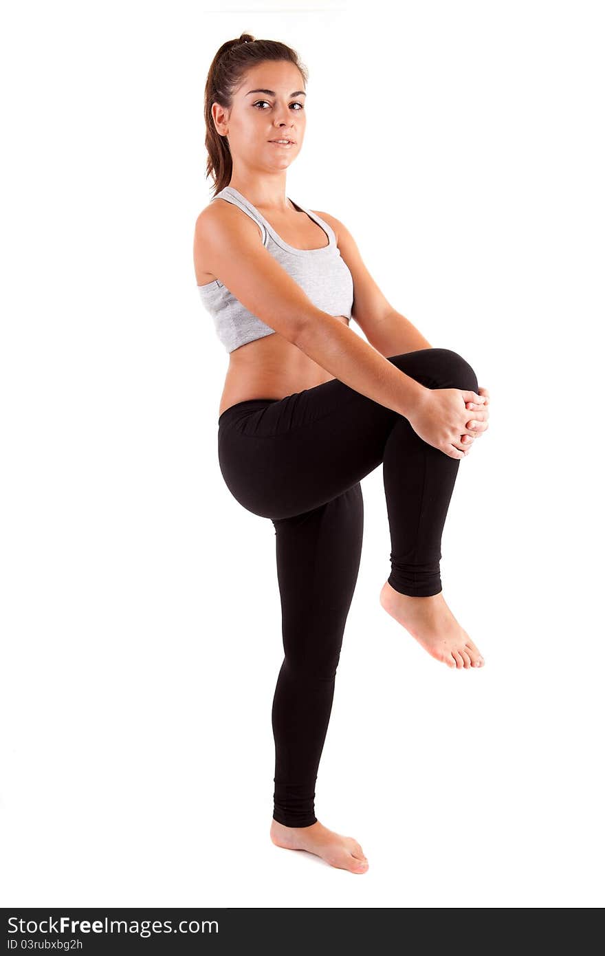 Young fitness instructor, isolated over a white background