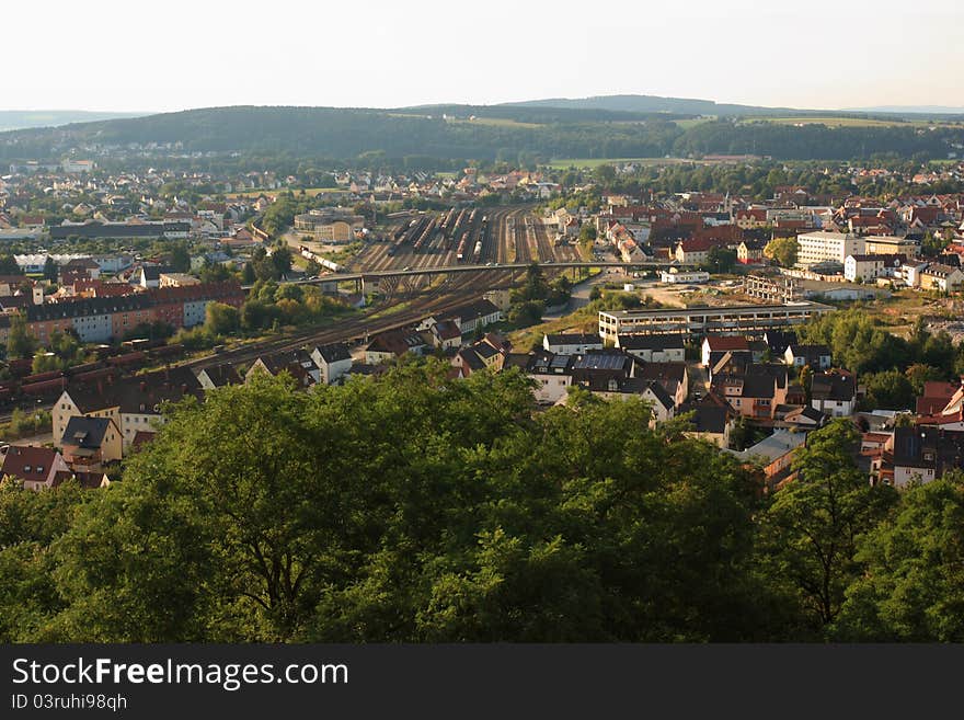 The Bavarian City Schwandorf, Foto was taken from the Tower of the Kreuzberg Church. The Bavarian City Schwandorf, Foto was taken from the Tower of the Kreuzberg Church